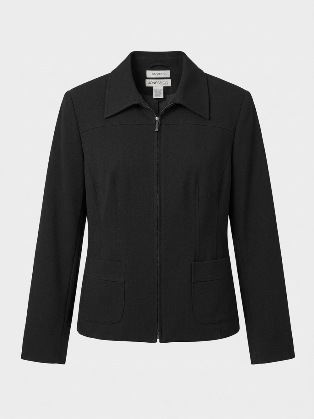 Jones New York Black Zip-Front Tailored Jacket